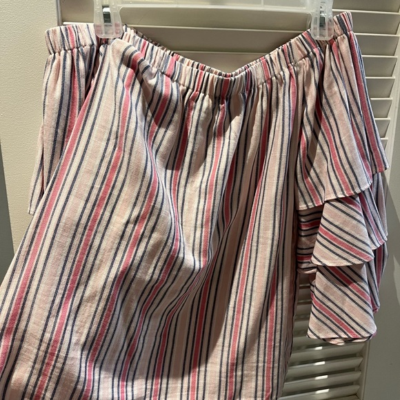 Striped Off-Shoulder Ruffle Shirt - Picture 2 of 3